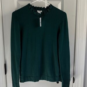 NWT JCrew J Crew Factory Dark Green Ruffle Neck Sweater XS